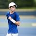 Jason Kerst celebrates scoring a point during the Ann Arbor City Tennis Tournament on Sunday, July 14. He won in three sets. Daniel Brenner I AnnArbor.com